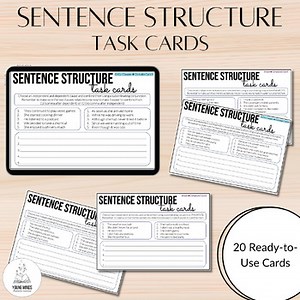 Sentence Structure Task Cards Activity | Simple, Compound, Complex