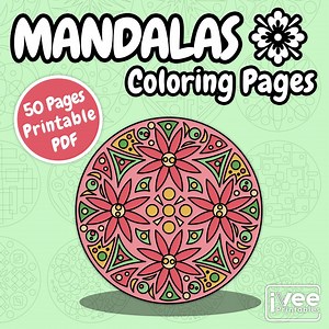 Mandala Coloring Pages: 50 Easy Print Designs for Kids & Adults (PDF Download) - Etsy