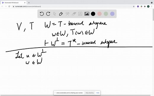 SOLVED:Give an example of an operator T on an inner product space such that T has an invariant subspace whose orthogonal complement is not invariant under T [The exercise above shows that 9.30 can fail without the hypothesis that T is normal.