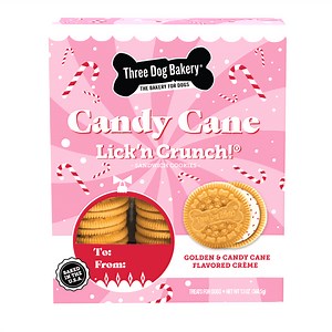Three Dog Bakery Candy Cane Lick'n Crunch! Dog Treats, Premium Treats for Dogs, 13 Ounces Each