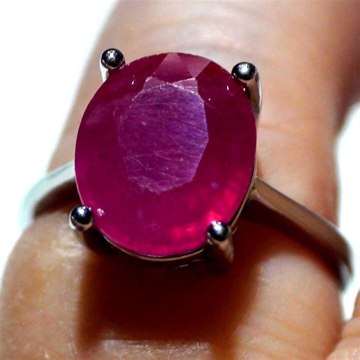 Natural 6.05 Carat Charry Pink Ruby Ring 925 Sterling Silver. Size 7.75 - Etsy