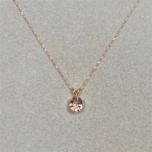 10x8mm Natural Morganite Oval Pendant in 14K Rose Gold | Pink Morganite Solitaire Necklace | Women’s Fine Jewelry Gift - Etsy