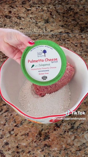 Ingredients- 2.5 cups Bisquick 1 lb Breakfast Sausage 11 oz. Pimento cheese spread. (I used Palmetto cheese with jalapenos) Instructions- Preheat oven to 375. In a large bowl, add in Bisquick, Breakfast Sausage, and Pimento cheese spread Mix well. Use a 1 inch cookie scoop and roll in hand until uniform shape. Place on cookie sheet with parchment paper. Bake for 15- 20 minutes, or until cooked through to internal temp of 165. #sausageballs #holidayapperizers