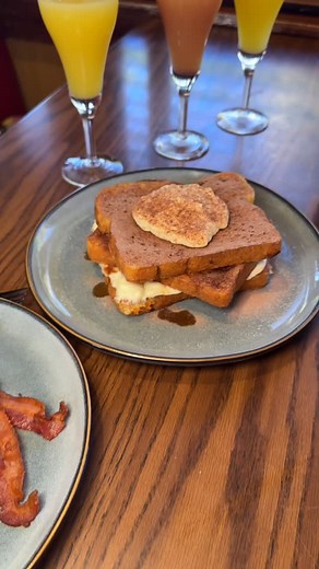 Who says you can’t have dessert for breakfast? Tiramisu Stuffed French Toast layered with vanilla cream, cocoa, and espresso. Available now on our Seasonal Menu. | Mimi's Cafe