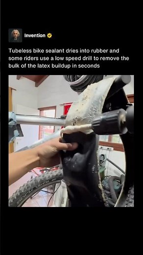 Removing Dried Tubeless Tire Sealant With a Drill in Seconds 🚲🪛 #shorts