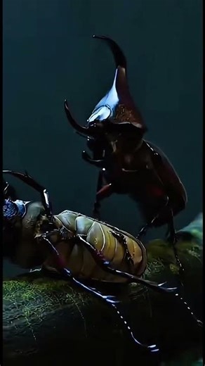 Stag & Rhino Beetle Interaction | AI Micro Creature World #AICreature #AISimulation #ImmersiveWorld