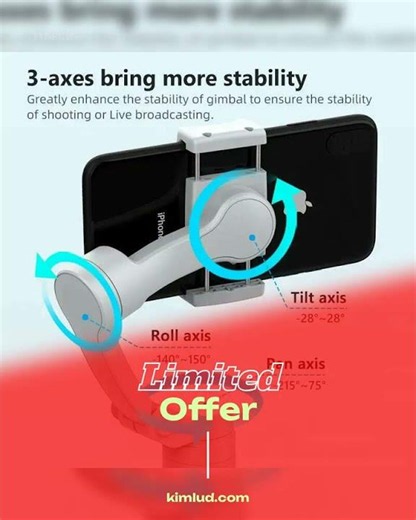 Foldable 3-Axis Gimbal Stabilizer For Smartphone — Black | KIMLUD