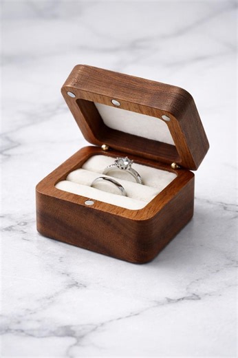 Personalized 3 Slot Wedding Ring Box in Walnut, Triple Ring Bearer Case With Magnetic Closure, Engagement & Wedding Band Holder - Etsy