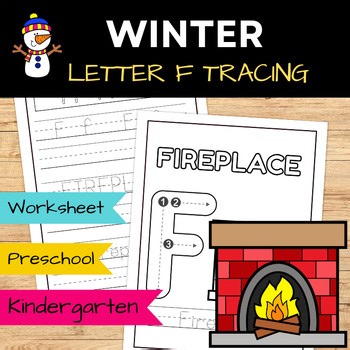 Letter Tracing Worksheet Letter F Winter Theme PreK Kindergarten