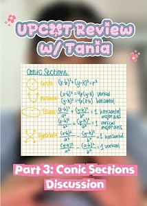 UPCAT REVIEW [MATH] Part 3: Conic Sections Discussion algeb naman tau! me lamba nalilito sa eclipse at ellipse (nasa sci rev pa ang utak nya) 😂😂😂 since ang haba na ng vid, check out the part 4 for conic sections exercises that id be uploading soon 🫶🏻 #upcat2027 #upcat #upcatmath #algebra #studytok
