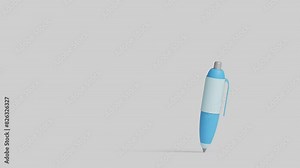 3d video animation of a pen that's writing on the grey surface