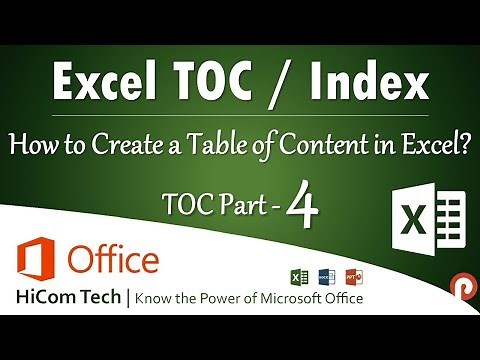 How to Create a Table of Contents in Excel - TOC - Part 4