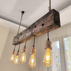 Wooden Farmhouse Pendant Chandelier, Rustic Lighting Fixture for Dining Room, Kitchen Island, Billiard - Etsy