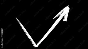 Hand drawn arrow in sketch doodle style. 2d cartoon animation in color, white and black version.