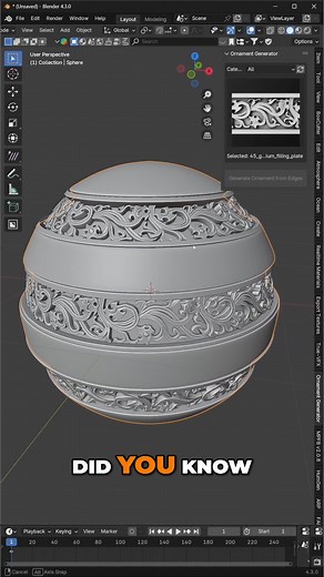 56K views · 1.3K reactions | Create stunning ornaments in just seconds with Blender! Perfect for 3D artists, designers, and anyone who wants to speed up their workflow fast! If you want to Get Ornament Generator the link is available in my BIO! #blender3d #blendercommunity #blenderaddon #blendertips #ornamentgenerator #blenderrender #blendercycles #b3d | PeakDreams Studio | Facebook