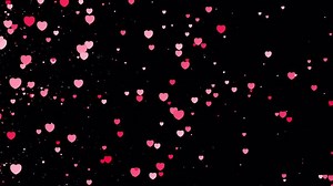Romantic pink heart particles transition on alpha background