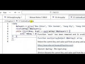 67-PHP Developer: Array - list() and each() Function | Practice