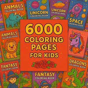 6,000  Kids Coloring Pages – Cozy Cute Animals, Space, Dragons, Fairies, Dinosaurs, Fantasy, Printable Coloring Book Bundle, Bold and Easy. - Etsy