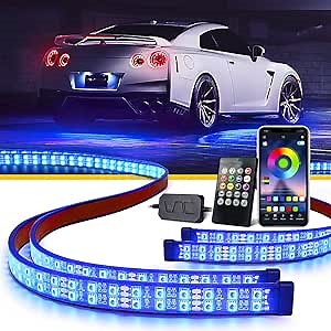 Lumenix Double Row Car Underglow Lights Kit, RGB Exterior LED Neon Lights with Wireless Remote & App Control, Dynamic Music & DIY Mode Under Lights for Cars, SUVs,Trucks (4PCS)