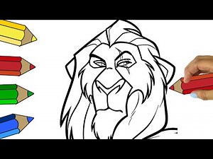 DISNEY VILLAINS-How to draw SCAR From Disney-Como Dibujar a SCAR del REY LEÓN Con COLORES-ANIMALES