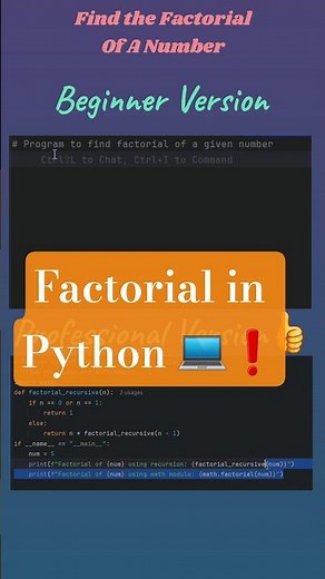 Python Program to Find Factorial ✨ | Easy Code #jaidmeel