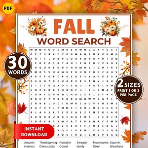 Fall Word Search Game, Printable Autumn Party Games, Word Search Puzzle for Kids & Adults, Word Find Game, Autumn Activity, Icebreaker Game - Etsy UK