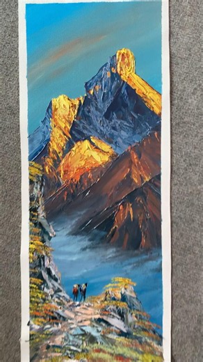 Satisfying tape off ! Great mountain drawing painting! Awesome painting! #art #painting