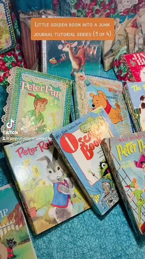 Little golden book into a junk journal tutorial series (1 of 4) #Littlegoldenbookjunkjournal #Junk journal junkies #junkjournaling | Junk in the Trunk by Maddie | Facebook