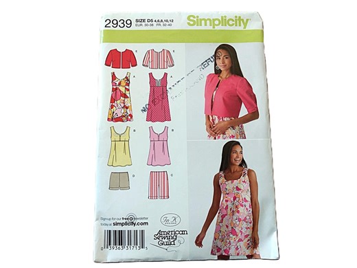 Mini Dress Top Shorts Jacket Sewing Pattern Simplicity 2939 Size 4-12 CUT - Etsy