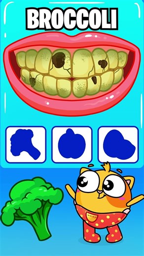 Let's learn what these foods do to our teeth 🐨 Kids songs and nursery rhymes #educational #forkids