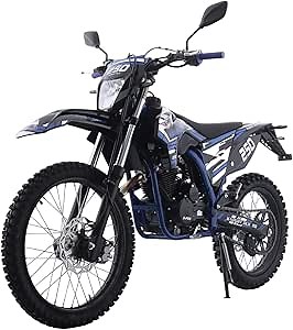 X-PRO Knight DLX 250 Dirt Bike Zongshen Brand Engine with All Lights and 5-Speed Manual Transmission, Electric/Kick Start! Big 21"/18" Wheels! (Blue)