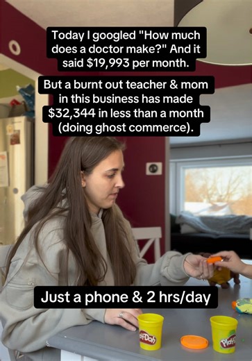 This comparison would be enough to stop anyone in their tracks right? Today I Googled “How much does a doctor make?” The average? $19,993 per month. That’s amazing, right? But here’s what shocked me even more ⬇️ A burnt out teacher and mom who started this business as a total beginner just earned $32,344 in less than 30 days, 19 days to be exact. This business needs no degree, no fancy resume, and absolutely no prior experience. She had her phone, a proven system, and the willingness to learn. T