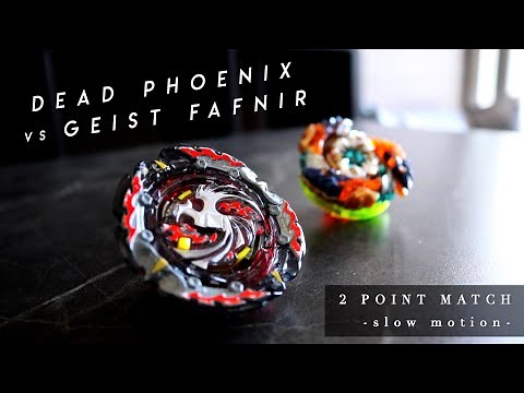 SLOW-MO: Dread Cannon Crush FAIL.. GEIST FAFNIR vs DEAD PHOENIX | Free vs Phi Beyblade Burst
