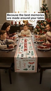✨ Your Name, Your Story, Your Christmas Magic! This personalized table runner weaves your family name into a festive holiday design – turning every meal into a cherished tradition. https://dreamlygifts.com/products/family-name-word-christmas-theme-personalized-table-runner-374 | Dreamly Gifts Store | Facebook