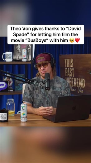 Theo Von gives thanks to “David Spade” for letting him film the movie “BusBoys” with him 🥺❤️ @BusboysMovie #fyp #theovon #davidspade #busboysmovie
