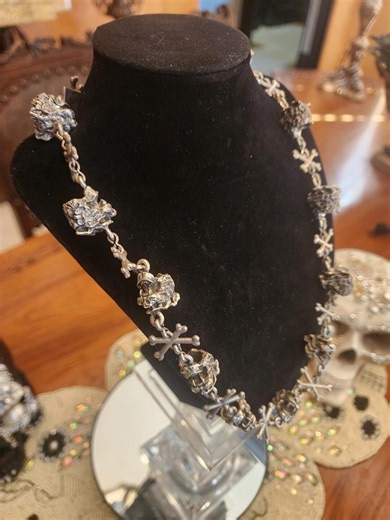 Gothic Wolfs & Crossbones Necklace – Macabre Elegance in Silver-tone Metal - Etsy