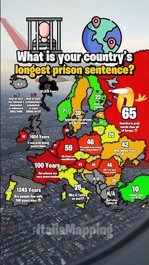What’s your country’s longest prison sentence? | ItaliaMapping #fypシ゚viral #mapping #geography #map