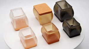 Flyshop Chair Leg Caps for Hardwood Floor, Chair Leg Floor Protectors with Felt Pads, Prevent Scratch, Rectangle, Small Size, Length 32-41 mm Width 22-30 mm, Transparent, 24PCS