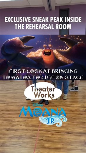 ✨ SNEAK PEEK from the rehearsal room! 🦀 Go behind the scenes as we bring Tamatoa to life in Moana Jr. — claws, glam, and all. 💅 Watch Izzy Myers shine as the sassy crab himself, joined by Maddie McBee and Bela Gomez as his dazzling claws, in a glittering rehearsal of “Shiny”! 🌟 🎟️ Moana Jr. opens May 9 and runs through May 25 — and tickets are going fast! 🎫 Use offer code MOANASOCIAL for tickets starting at just $20! 📍 theaterworks.org | 623-815-7930 #MoanaJr #Tamatoa #Shiny #TheaterWorksA