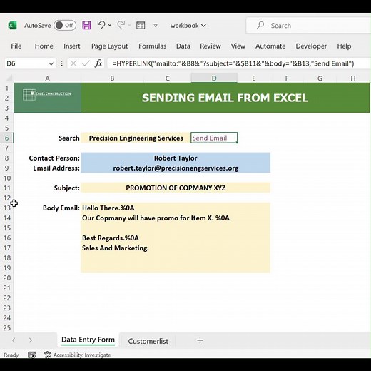 How to Send Email from Excel Using Simple Formulas