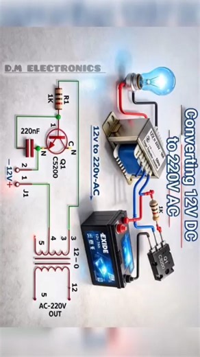 Dc to Ac#DC se AC mein convert kaise karen#DC to AC converting circuit#shortsvideo#shorts