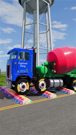 Colorful Trucks vs Extreme Speed Bumps – BeamNG.drive Crash Test