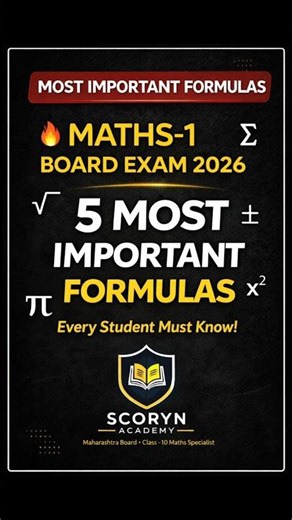 Maths-1 Board Exam2026 | 5 Most Important Formulas🔥 | Class 10 Maths | Last Minute Revision #shorts