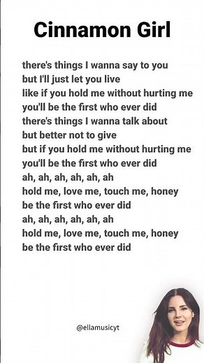 Lana Del Rey cinnamon girl lyrics #lanadelreymusic #lanadelreylyrics #song #lyrics