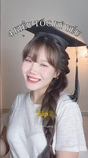 4 cute graduation cap hairstyles 🎓✨ Style 2/4