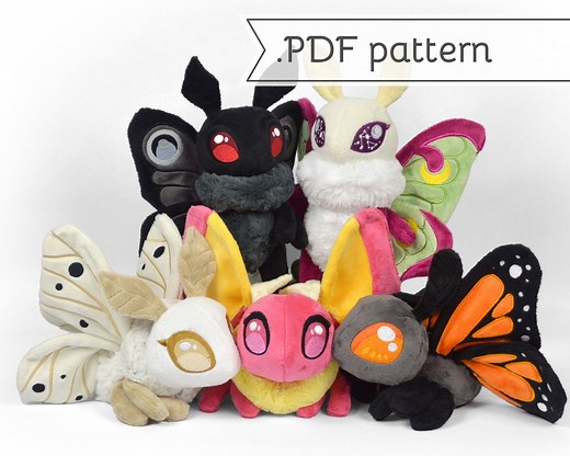 Moth & Butterfly Plush Sewing Pattern .pdf Tutorial Luna Monarch Poodle Mothman - Etsy