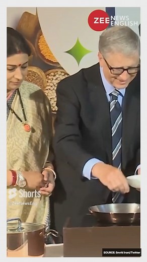 59K views · 74 reactions | #WATCH: Bill Gates takes cooking lessons from Union Minister #SmritiIrani #BillGates | Zee News English | Facebook