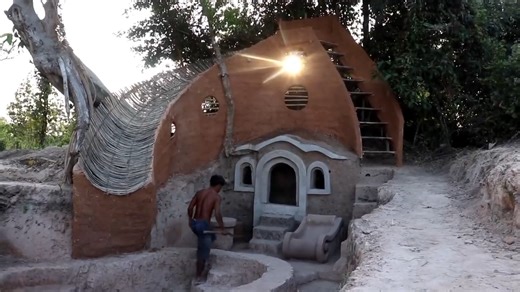 We built a water slide inside a temple with mud