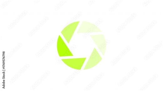 Rotating bright green shutter loading animation. Photographic objective, camera lens aperture. Animated throbber on transparent background. UI design element 4K video. Progress indicator, buffering Stock Video