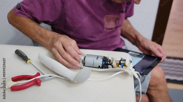 Elderly man, 73, using a digital tablet to watch appliance repair tutorials, highlighting seniors engaging with modern technology for home fixes